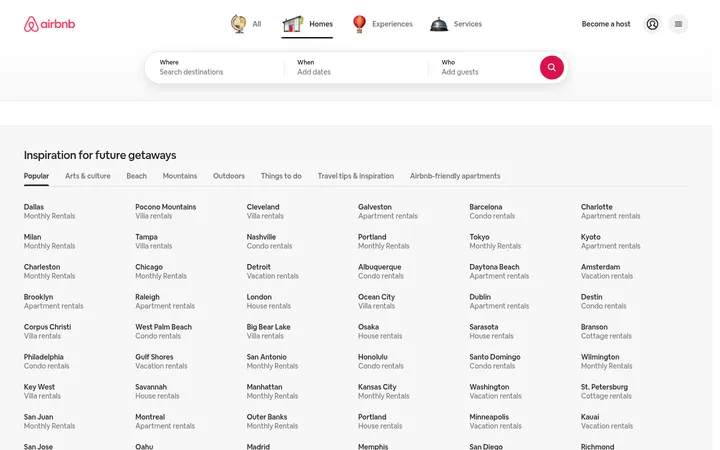 Airbnb 首屏截图