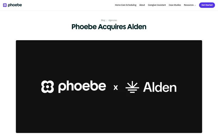 Phoebe — Alden Acquisition Announcement 首屏截图