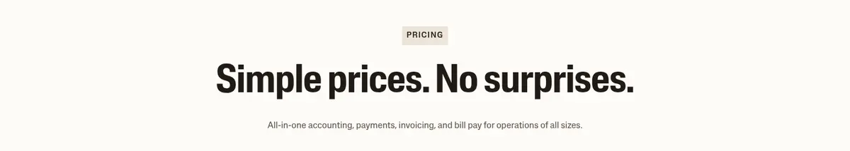 定价页首屏