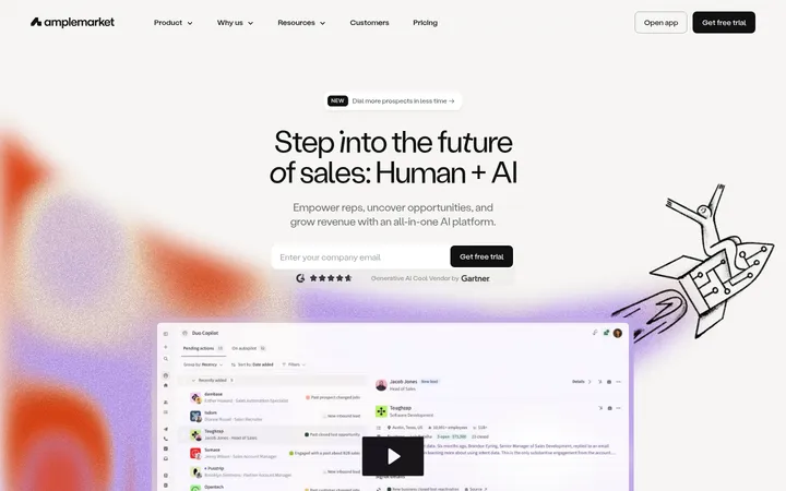 Amplemarket 首屏截图