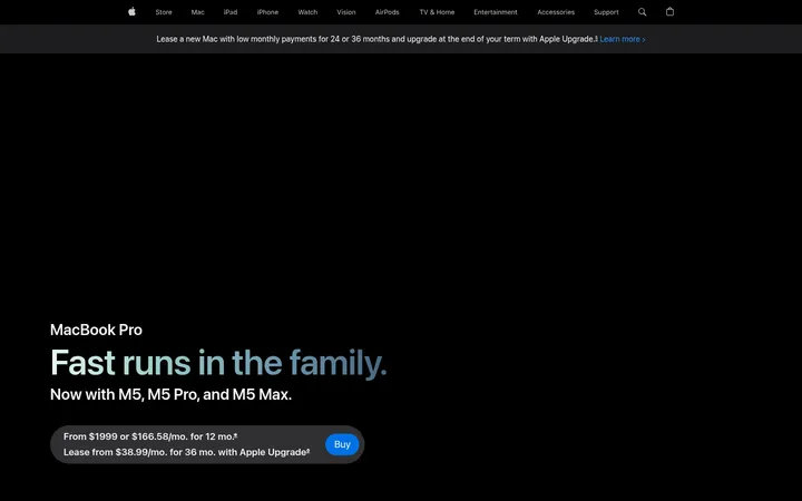 Apple — MacBook Pro 首屏截图