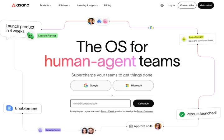 Asana 首屏截图