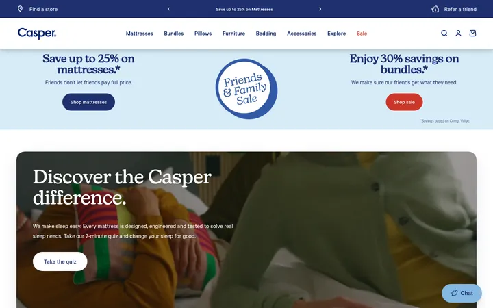 Casper Sleep 首屏截图