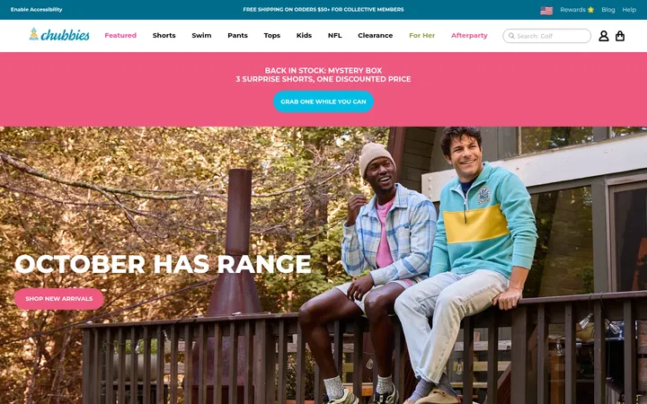 Chubbies 首屏截图