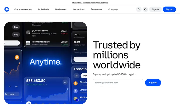 Coinbase 首屏截图