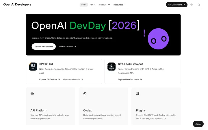 OpenAI Developers 首屏截图