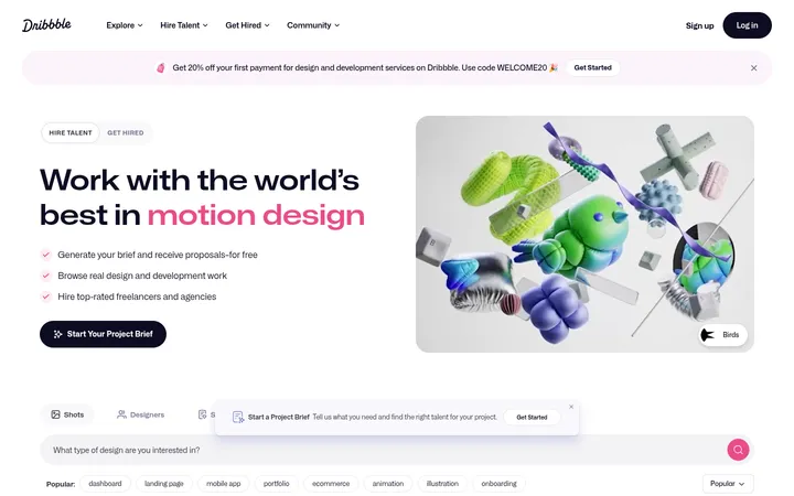 Dribbble 首屏截图