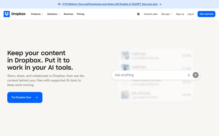 Dropbox 首屏截图