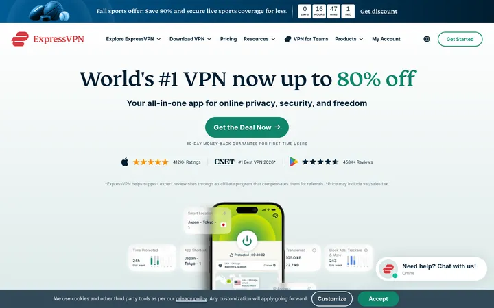 ExpressVPN 首屏截图