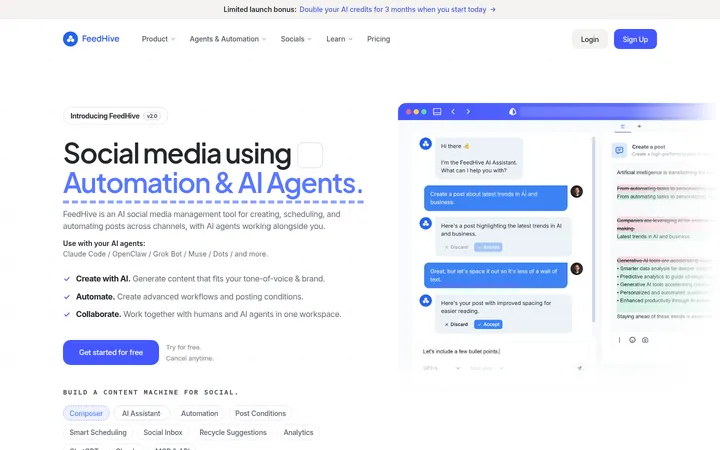 FeedHive 首屏截图