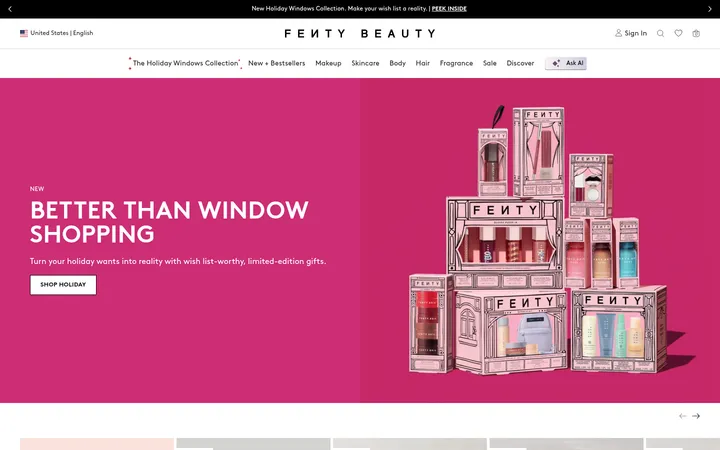 Fenty Beauty 首屏截图