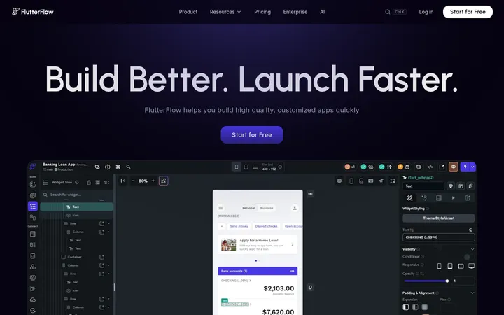FlutterFlow 首屏截图