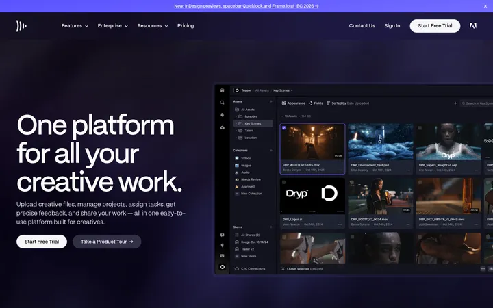 Frame.io 首屏截图