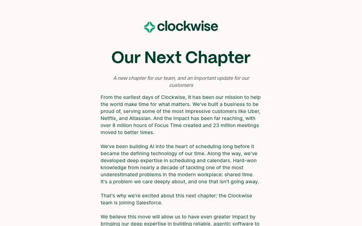 Clockwise — Our Next Chapter 首屏截图