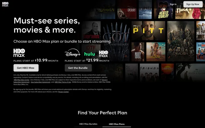 HBO Max 首屏截图