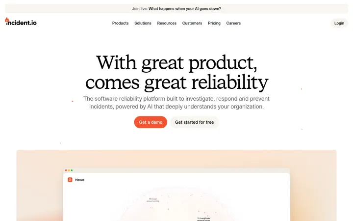 incident.io 首屏截图