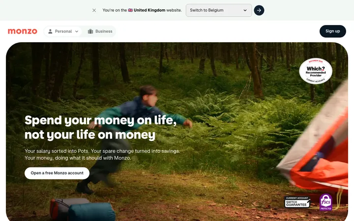 Monzo 首屏截图