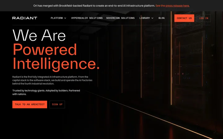 Radiant — AI Infrastructure Platform 首屏截图