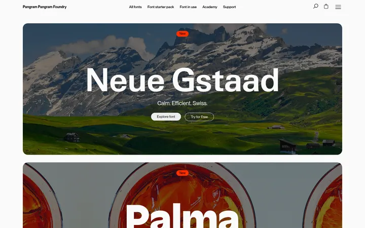 Pangram Pangram Foundry 首屏截图