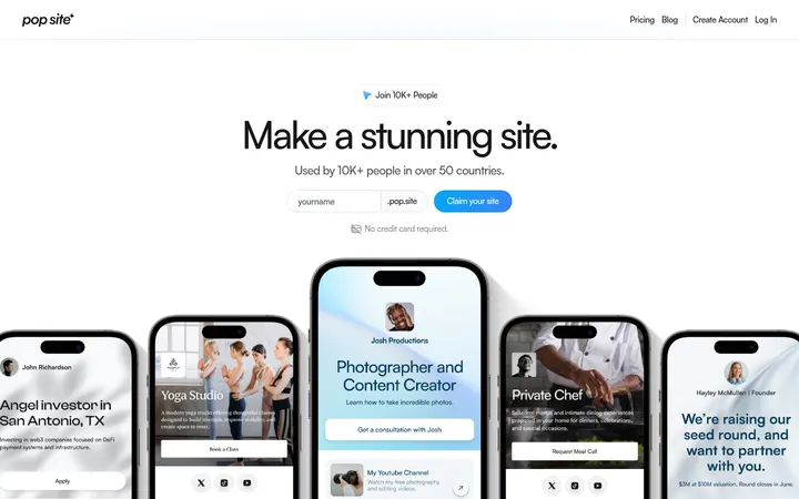 Pop Site 首屏截图