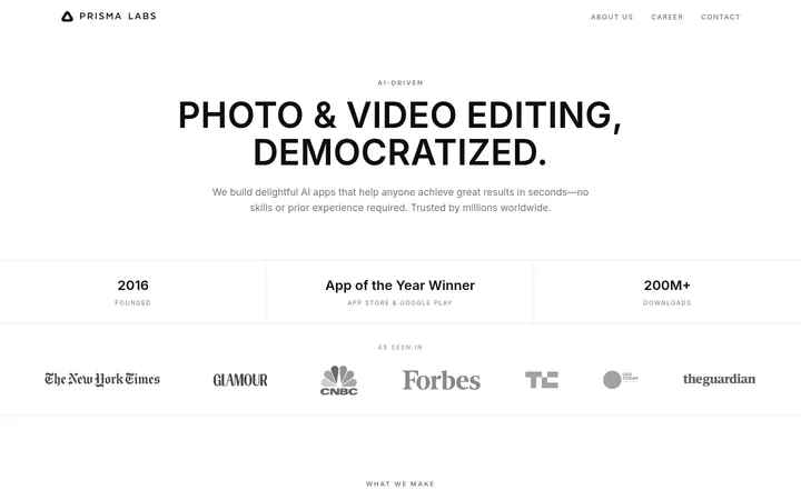 Prisma Labs 首屏截图