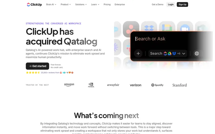 ClickUp — Qatalog Acquisition 首屏截图