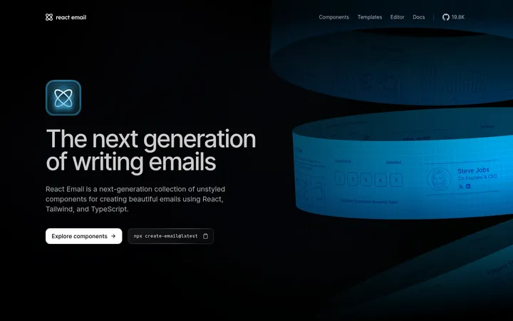 React Email 首屏截图