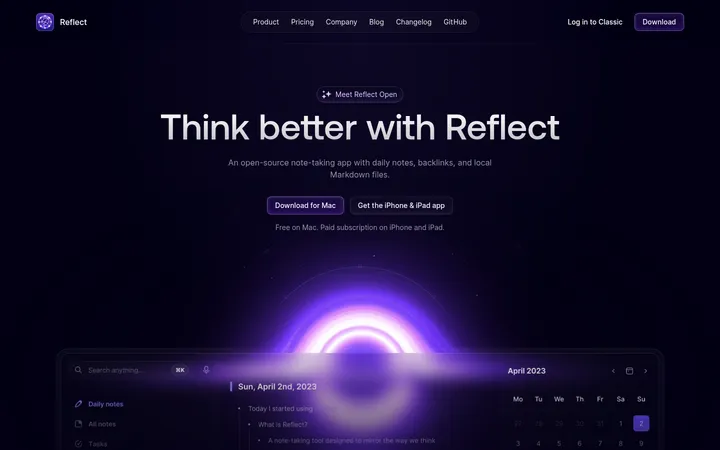 Reflect 首屏截图