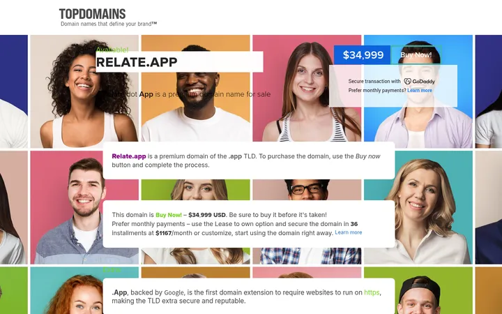 TopDomains — relate.app 首屏截图