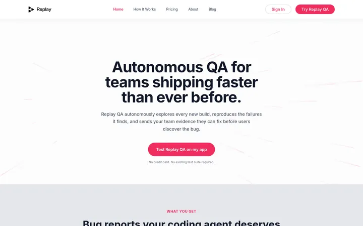 Replay — Homepage 首屏截图