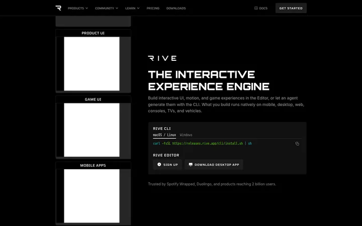 Rive 首屏截图