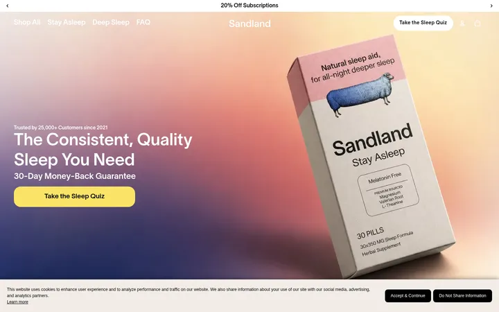 Sandland Sleep 首屏截图
