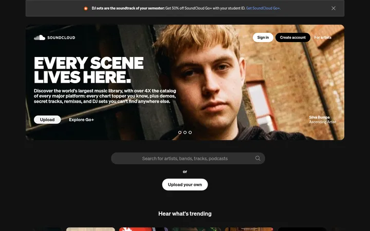 SoundCloud 首屏截图