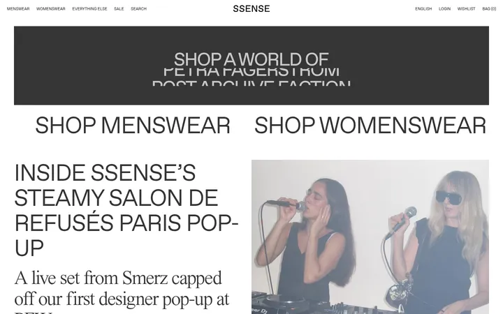SSENSE 首屏截图