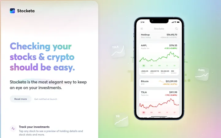 Stocketa 首屏截图