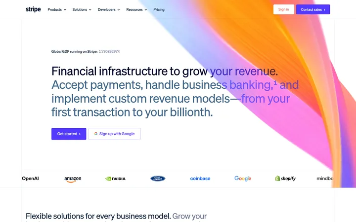 Stripe 首屏截图