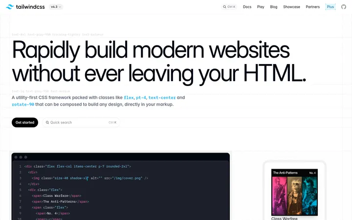 Tailwind CSS 首屏截图