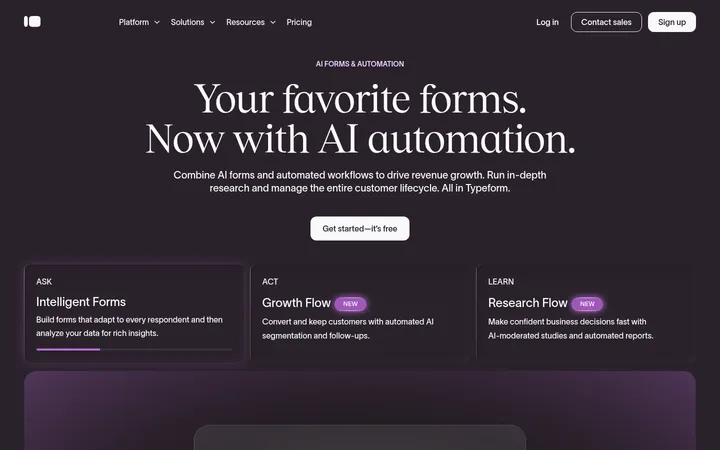 Typeform 首屏截图