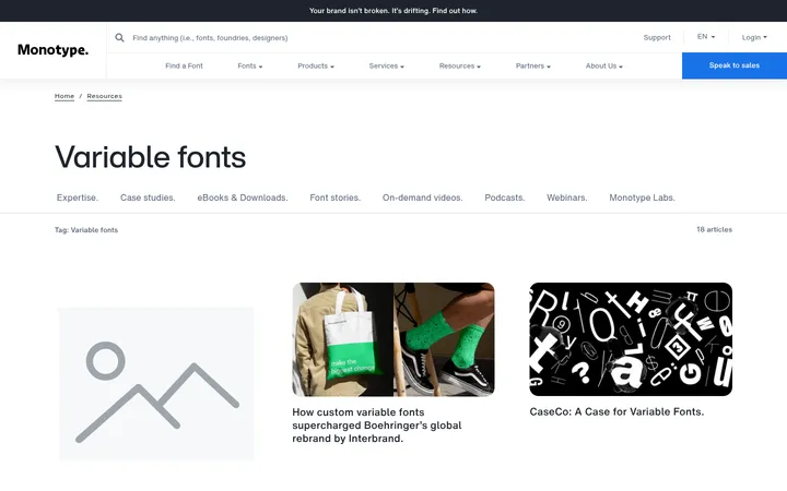 Monotype — Variable Fonts 首屏截图