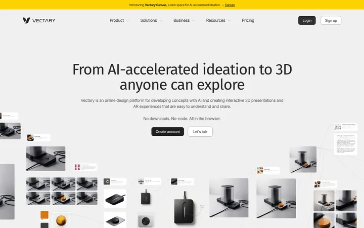 Vectary 首屏截图