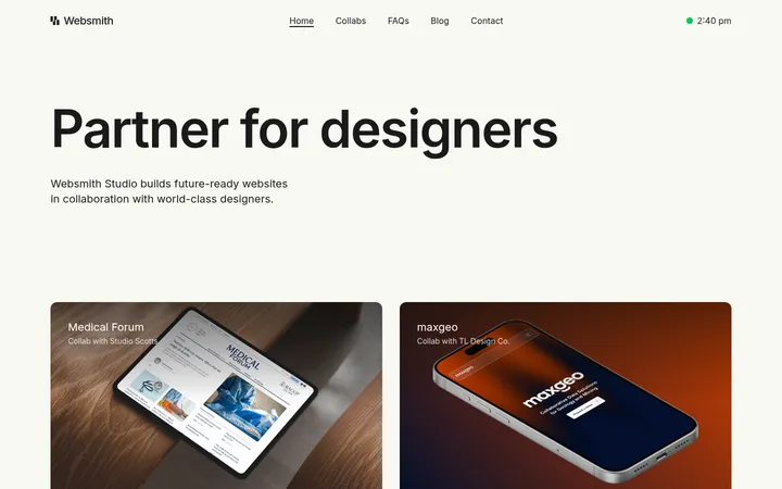 Websmith Studio 首屏截图